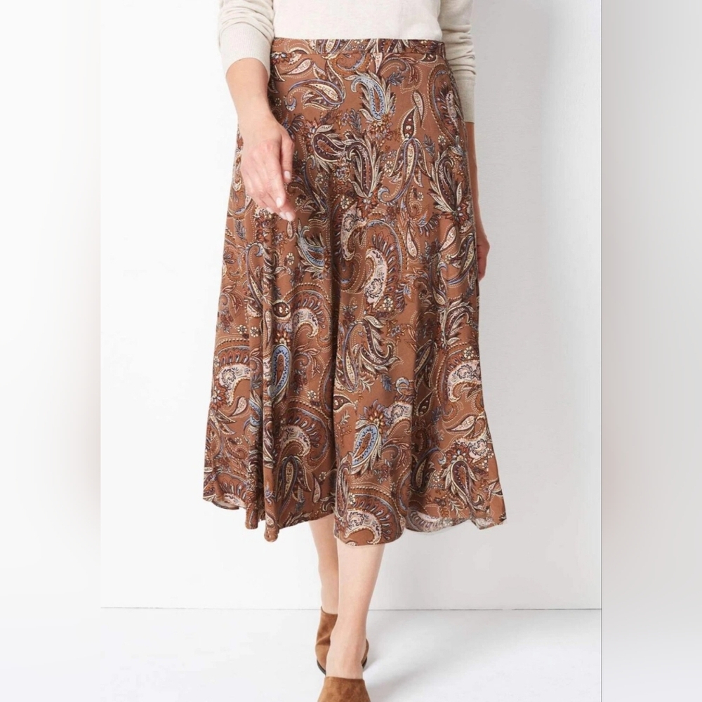 J. Jill Light Nutmeg Paisley A-Line Skirt